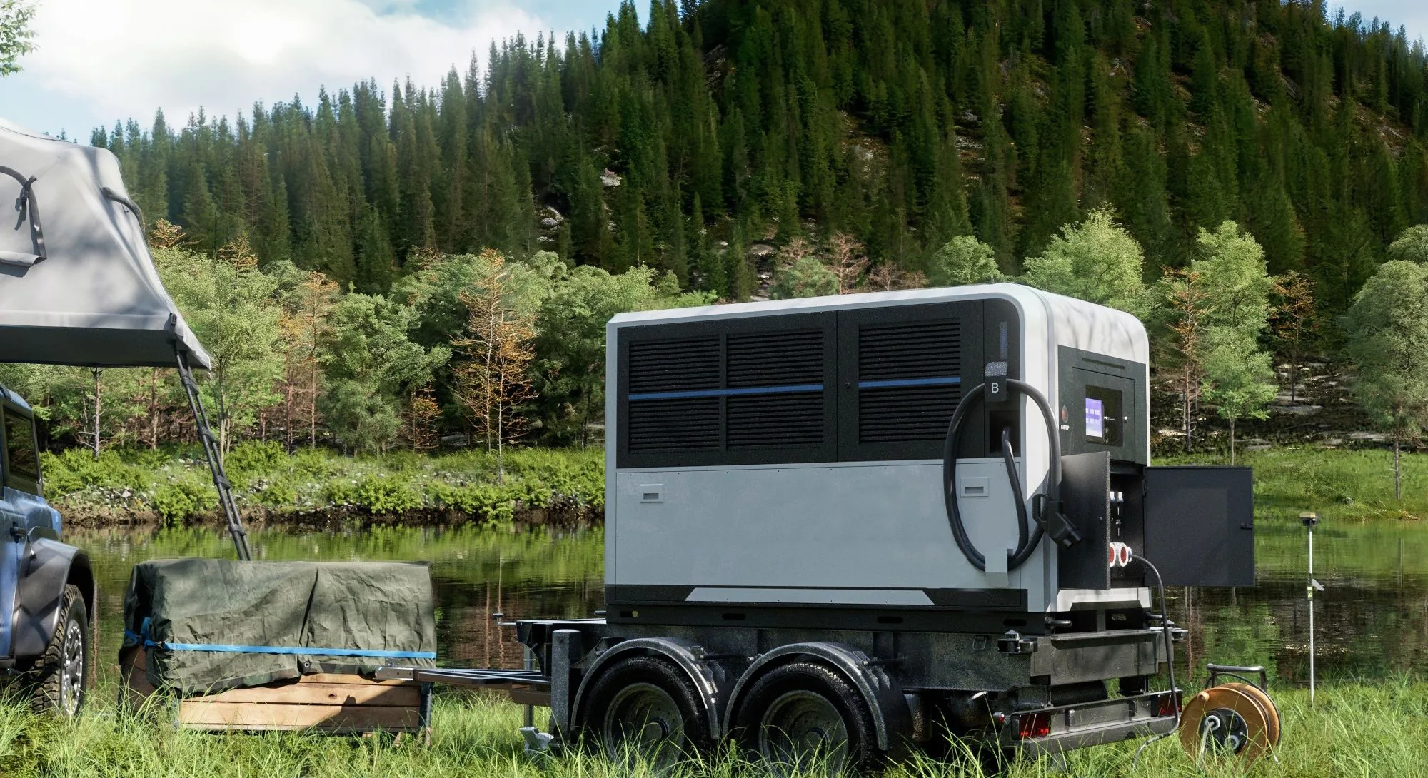 Mobiler Almon Energiespeicher im Außeneinsatz